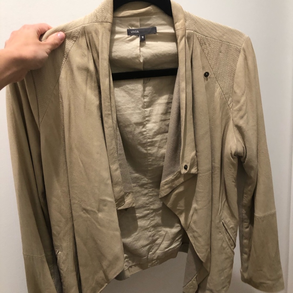 Vince brushed leather beige jacket size M